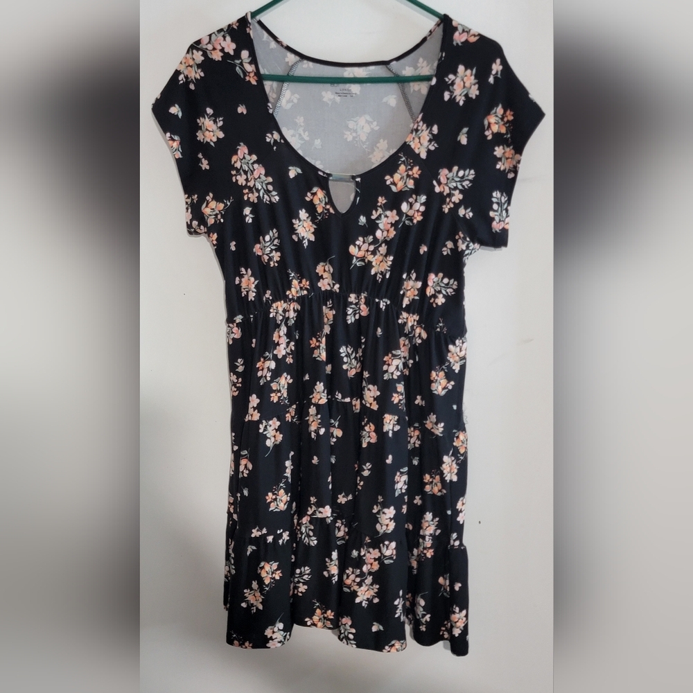 No Boundaries Black Floral Short Sleeve Mini Dress
